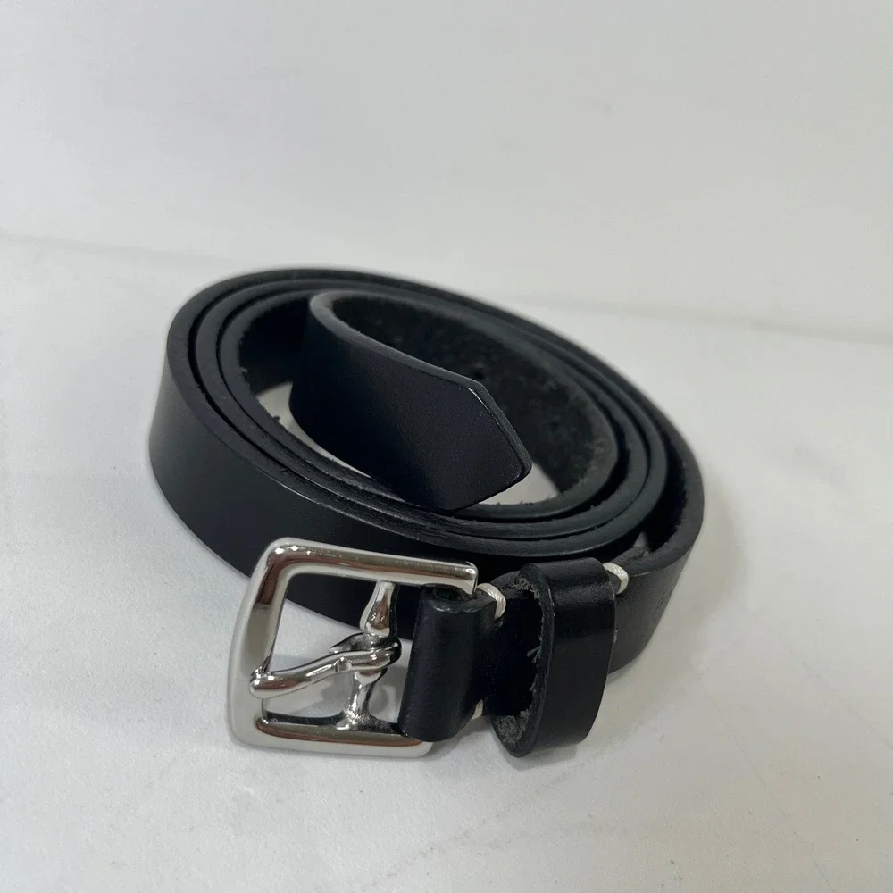 Vtg Coach Leather Belt Women 44 Black Silver Buckle Classic Minimalist Luxury